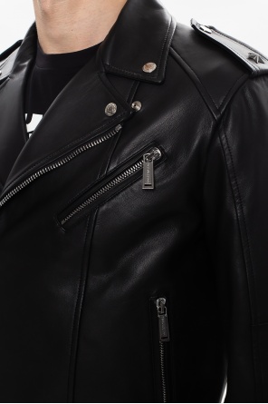 Dsquared2 Leather biker jacket MSGM exaggerated shoulder sleeveless shirt Men s Clothing SchaferandweinerShops